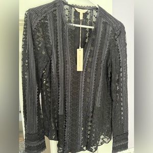 Rebecca Taylor black lace blouse size 6 new with tags